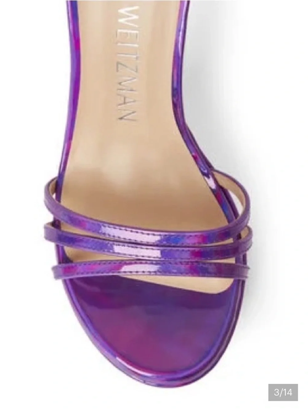 Stuart Weitzman Soiree 145 Iridescent Purple Strappy Platform Heel